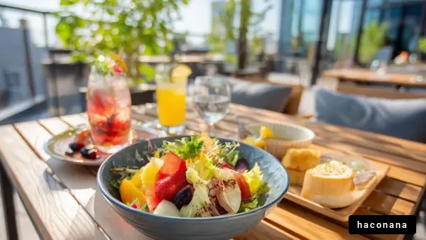 美味しいサラダと飲み物