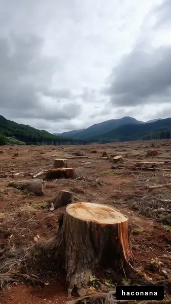 伐採後の林地と風景