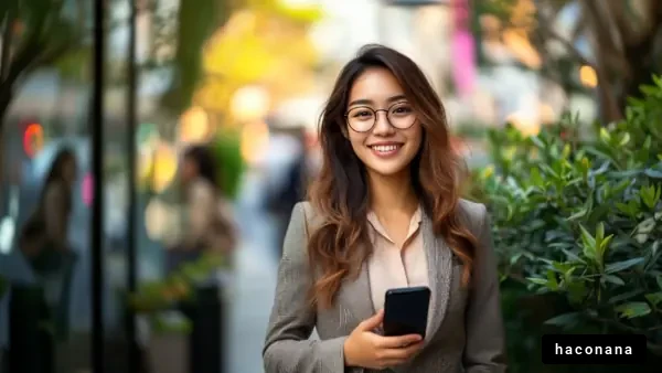 都会の街角でスマートフォン