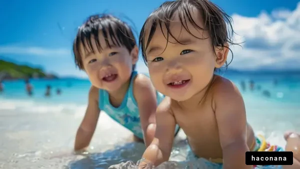 海で遊ぶ子供たち