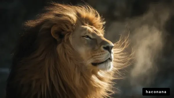 力強いライオンの横顔