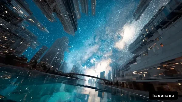 都市と星空の幻想的景色