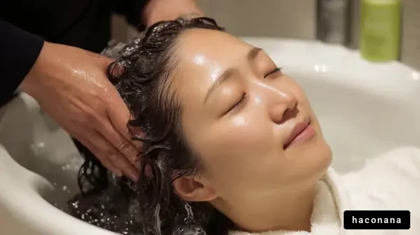 リラックスしたヘアケアシーン
