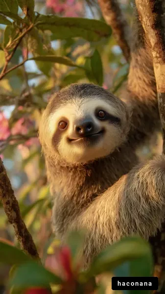 かわいいナマケモノの笑顔