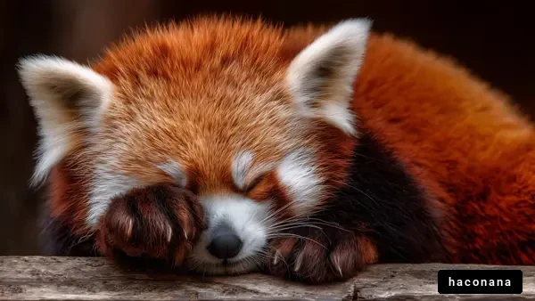 寝ているレッサーパンダ