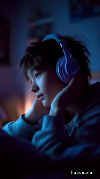 静かな夜に音楽を楽しむ