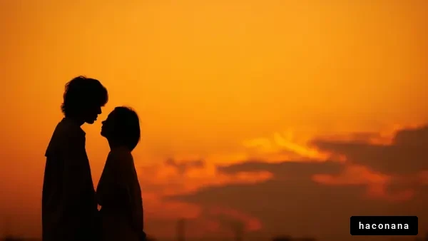 夕暮れ時のカップル