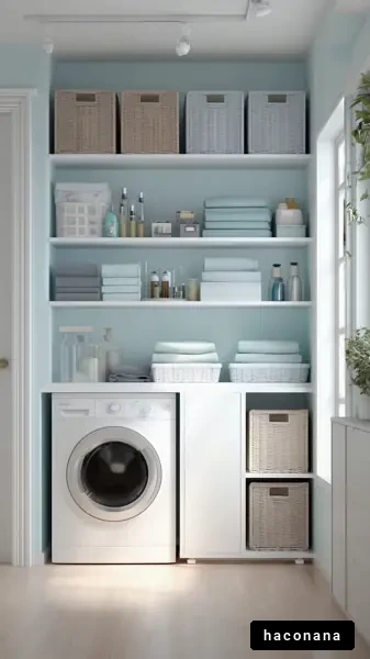 洗濯機と整理棚のインテリア