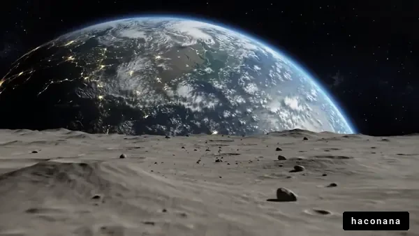 地球を見つめる月面