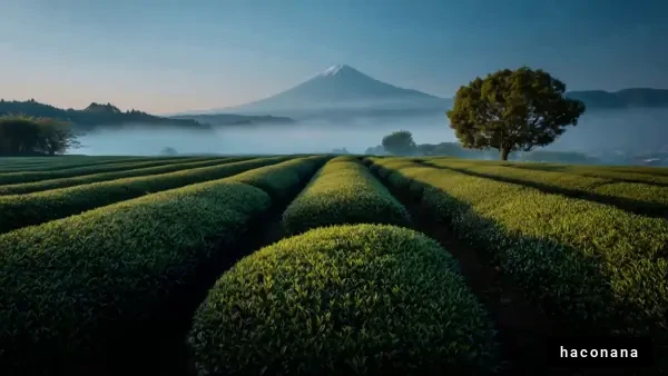 美しい茶畑と山の風景