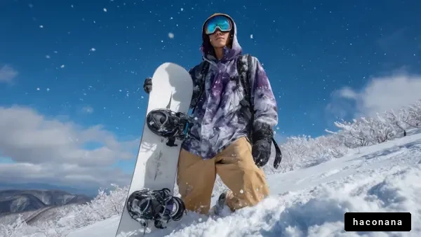 雪山でスノーボードを楽しむ