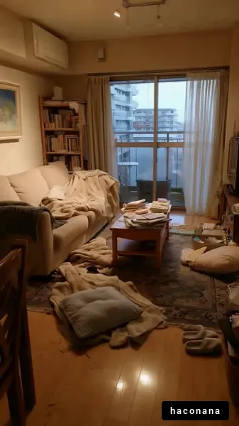 散らかったリビングルーム