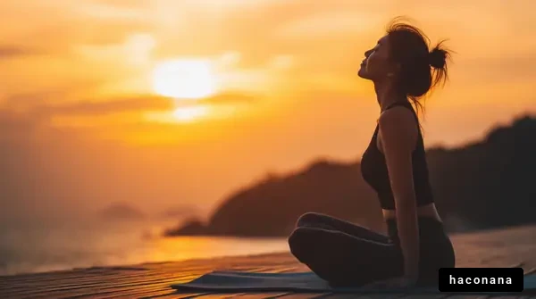 夕日を浴びるヨガ
