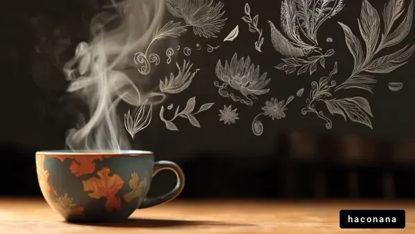 湯気とデザインの杯