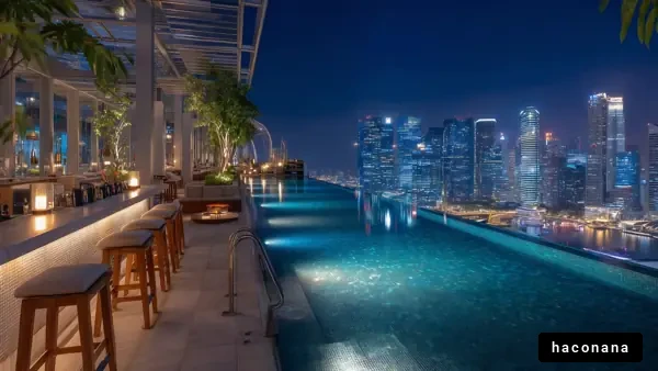 夜景が美しいルーフトッププール