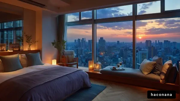 美しい夜景の宿泊室