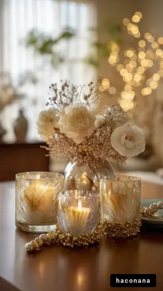 キャンドルと花のあるテーブル