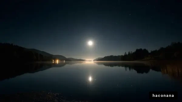 静かな湖の月明かり