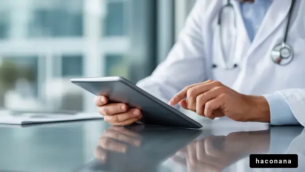医療現場でタブレットを操作