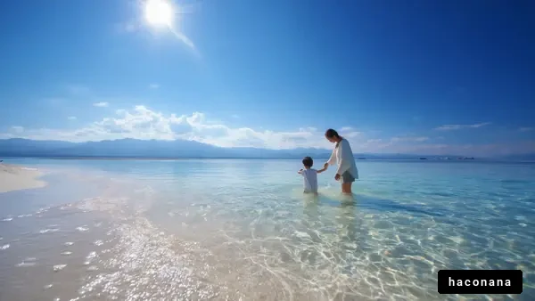 ビーチでの親子の楽しみ