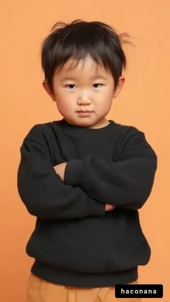 オレンジ背景の子供