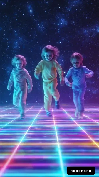 宇宙で遊ぶ子供たち