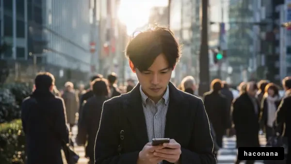 街中でスマホを使う男性