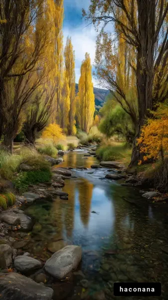 美しい秋の川景色