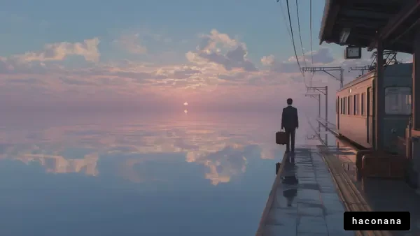 幻想的な夕暮れの駅