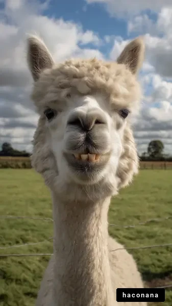 可愛いアルパカの笑顔