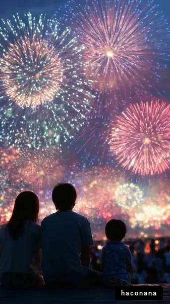 花火を見る家族の風景