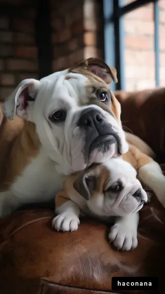 親子の犬が寄り添う