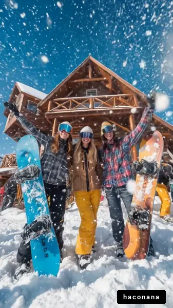 スノーボードを楽しむ仲間たち