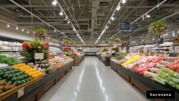 新鮮な野菜と果物の陳列