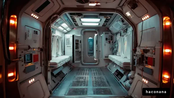 未来的な宇宙船内