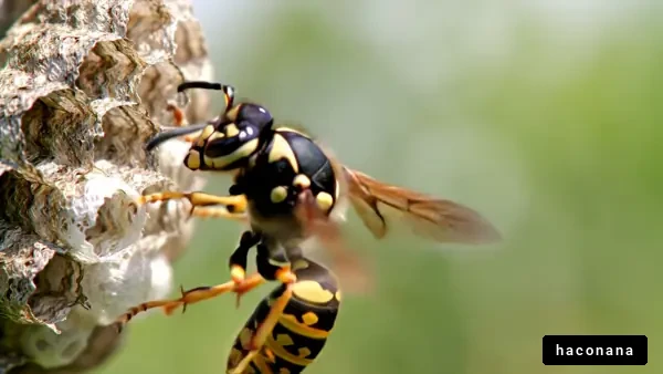 蜂と巣の近接撮影