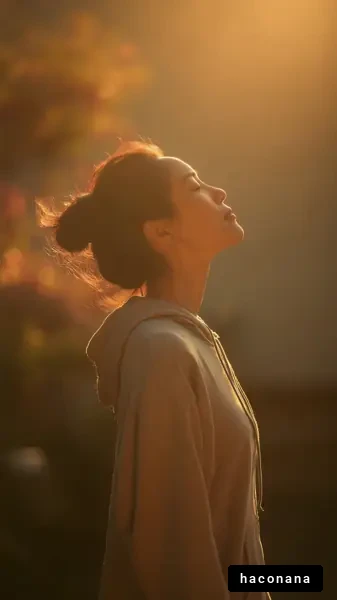 夕日を浴びる女性の横顔