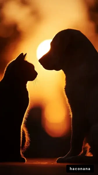 猫と犬の夕日