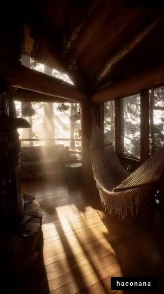 温かいログハウスの内部