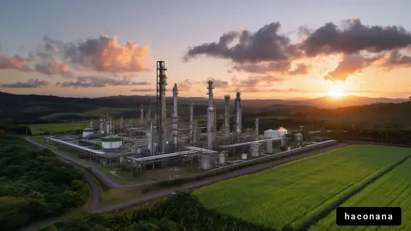 工業施設の夕景