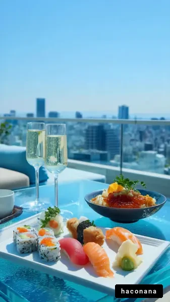 美しい景色と寿司