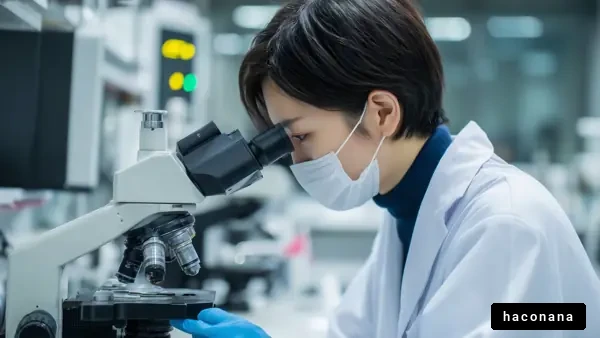 顕微鏡で研究する科学者