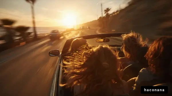 夕日を背にしたドライブ