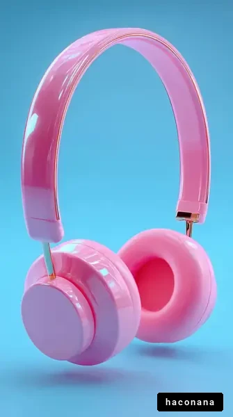 可愛いピンクのヘッドフォン