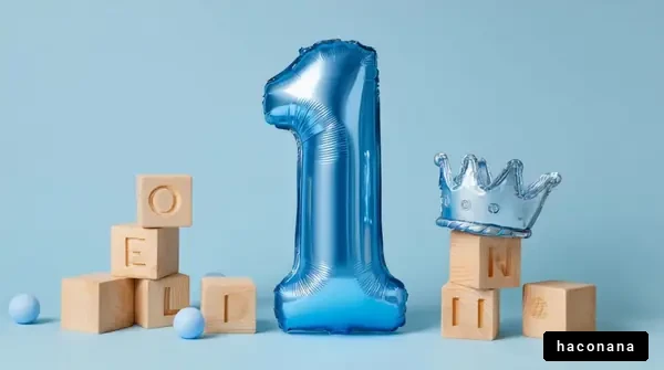 青い風船と木製ブロック