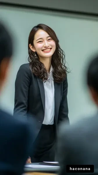 笑顔で話すビジネスウーマン