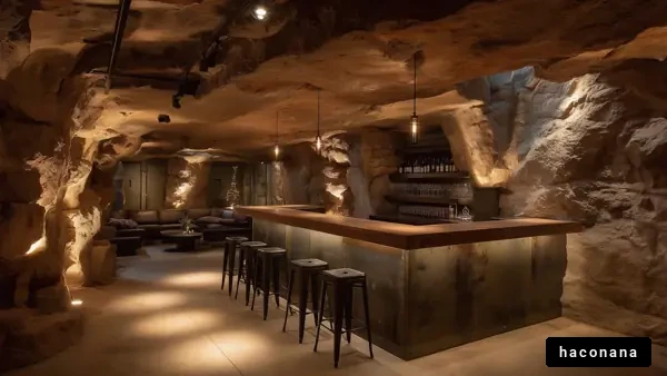 洞窟のようなバーの内装