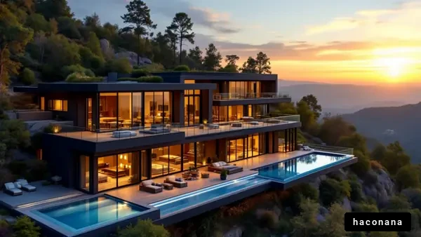 美しい夕暮れの豪邸