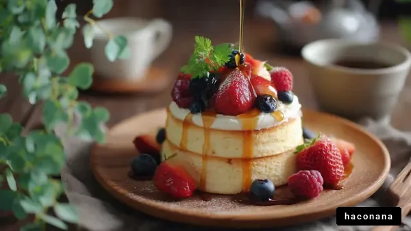 ふわふわパンケーキの盛り付け