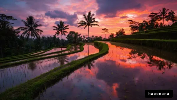 美しい田園風景の夕焼け